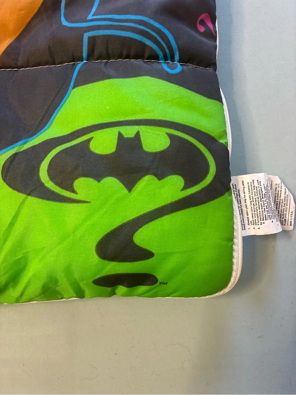 1995 DC Comics Batman Forever Green Black Sleeping Bag/Blanket